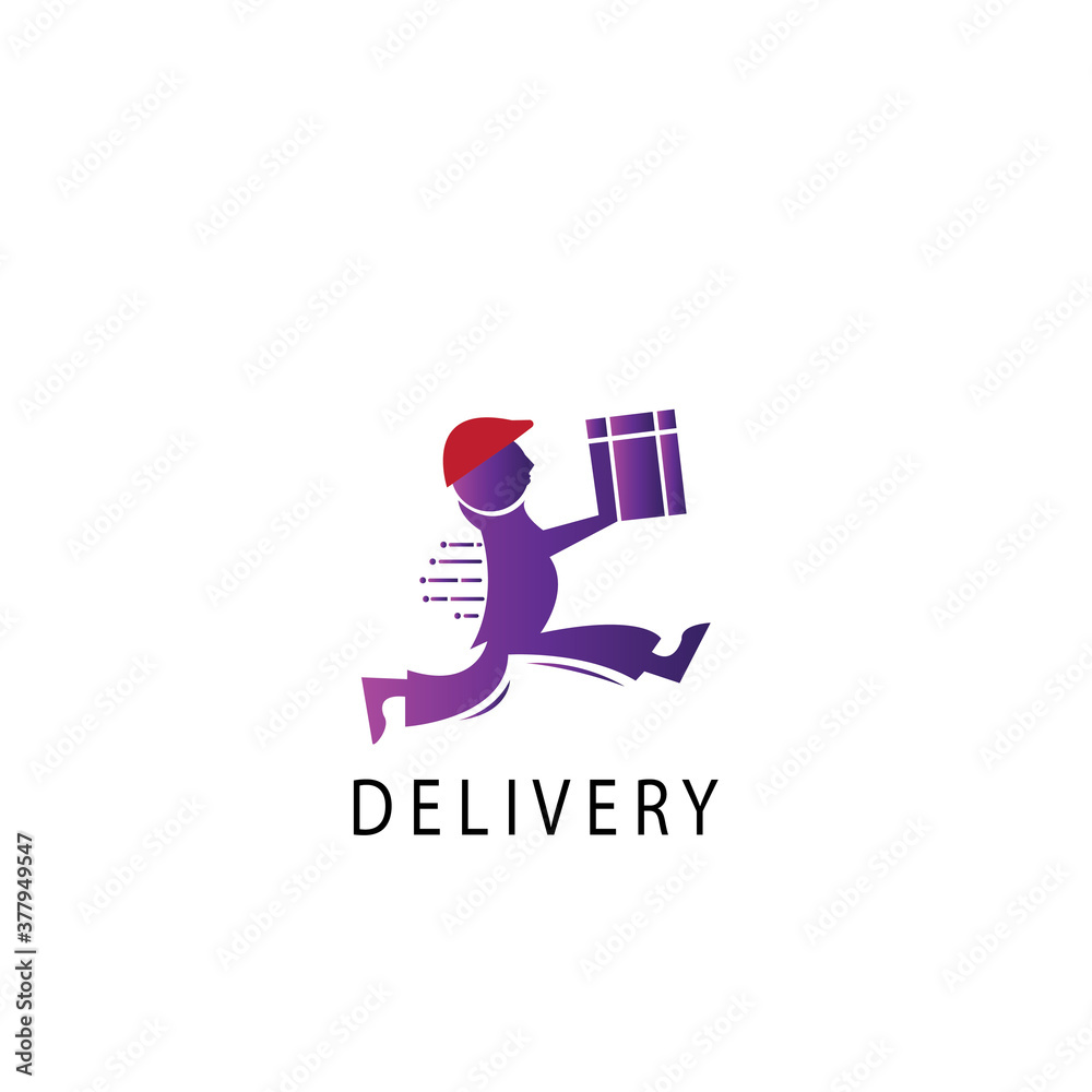 logo delivery, illustration of a running man with color design, vector