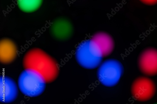Christmas, New Year bokeh of colorful garland lights