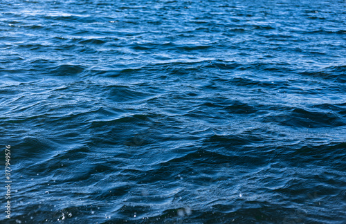 Dark blue Water and some waves on the sea, deep Blue sea.