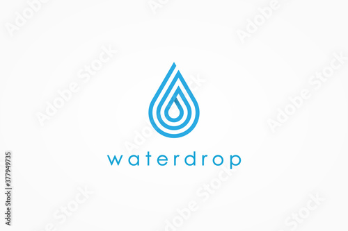 Abstract Water Logo. Blue Linear Style Water Drop Icon isolated on White Background. Usable for Business, Science, Healthcare, Medical and Nature Logos. Flat Vector Icon Design Template Element