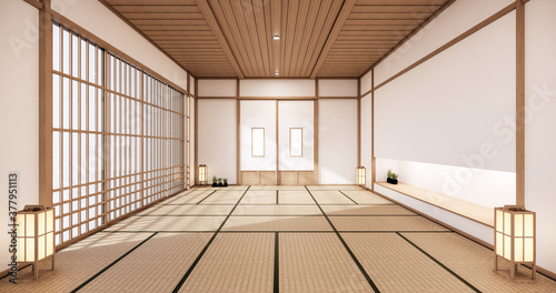 japan interior design modern living room. 3d illustration  3d rendering