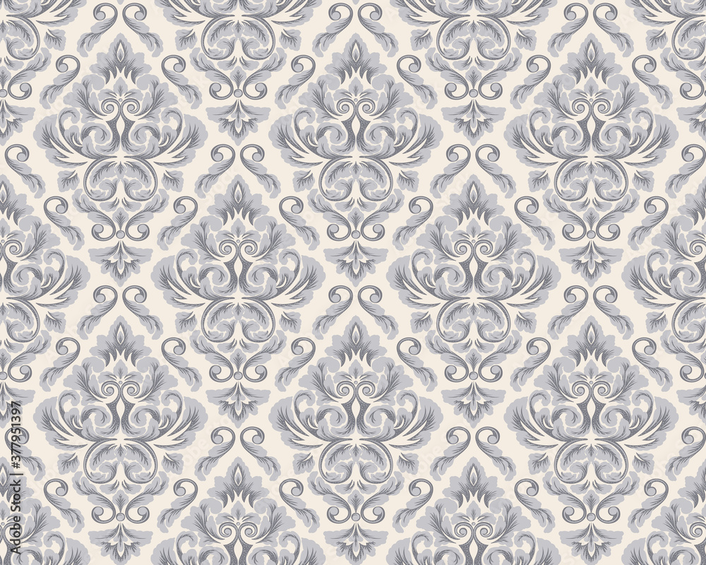 Damask seamless pattern element. Vector classical luxury old fashioned damask ornament, royal victorian seamless texture for wallpapers, textile, wrapping. Vintage exquisite floral baroque template.