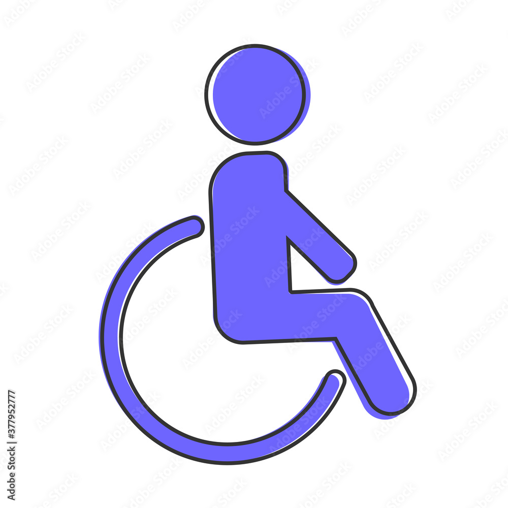 Vector icon illustration Wheelchair icon cartoon style on white isolated background. Vector icon illustration Wheelchair icon cartoon style on white isolated background.