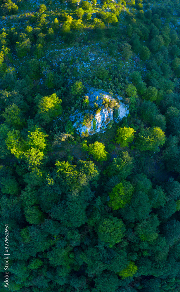 Spring landscape in the surroundings of the Sierra de Hornijo near Ramales de la Victoria in the Autonomous Community of Cantabria. Spain, Europe