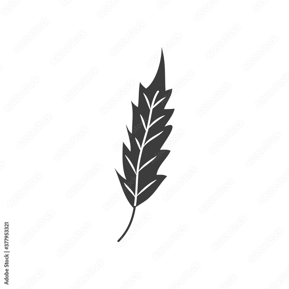 autumn sumac leaf icon, silhouette style