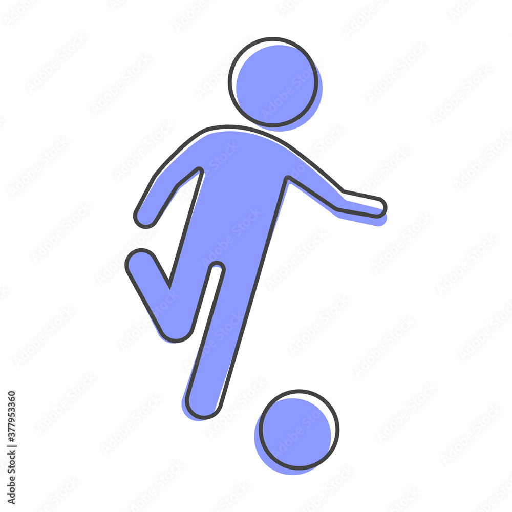 Man playing ball vector icon. Soccer player cartoon style on white isolated background. Man playing ball vector icon. Soccer player cartoon style on white isolated background.
