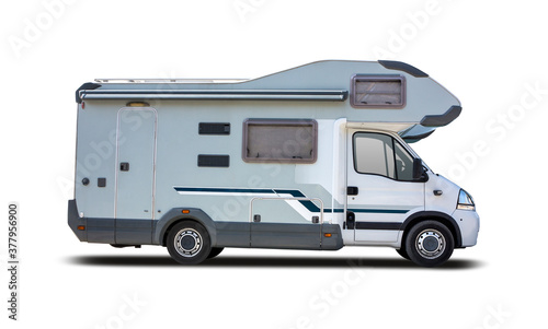 Leinwand Poster French motorhome side view isolated on white
