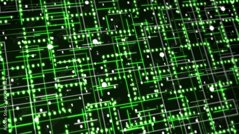 Technology Matrix Grid Animation. Digital Binary Code Green Background Technology Matrix Grid Animation. Digital Binary Code Green Background