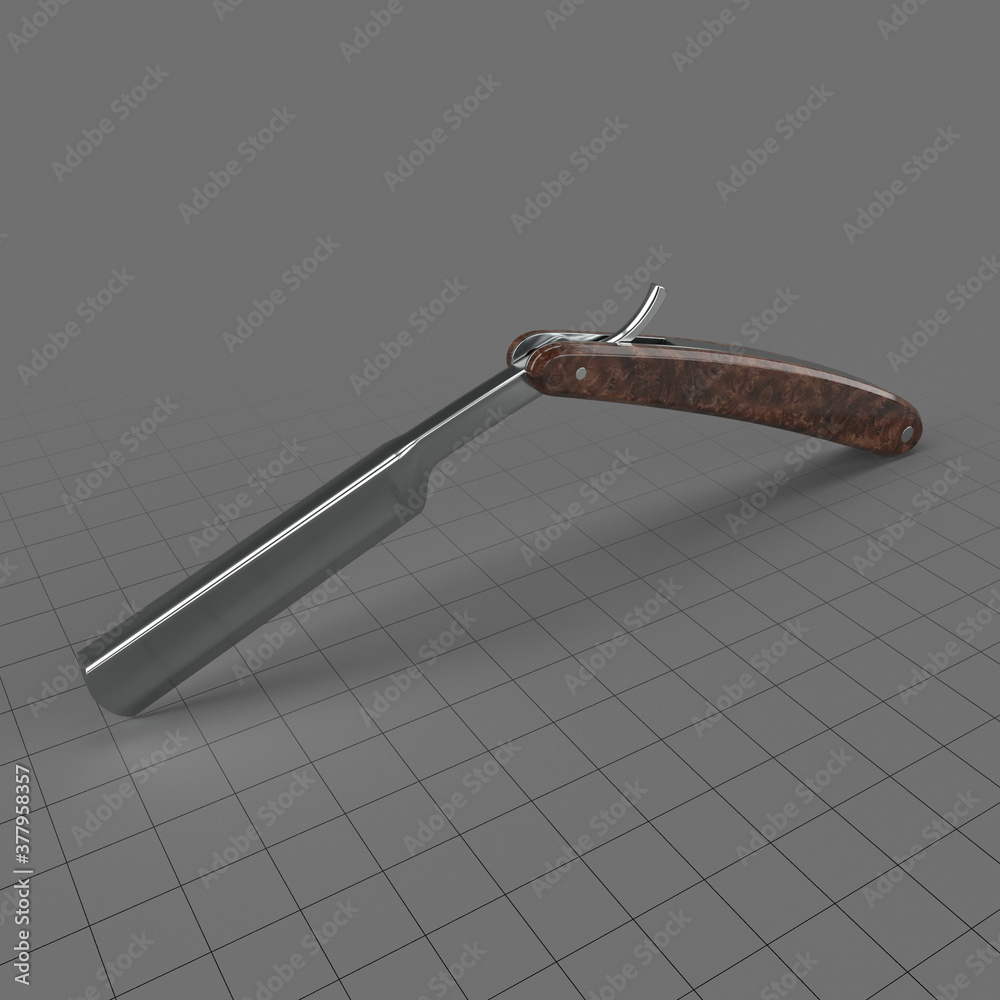 Open Blade Razor Labelled Open straight razor Stock 3D asset | Adobe Stock