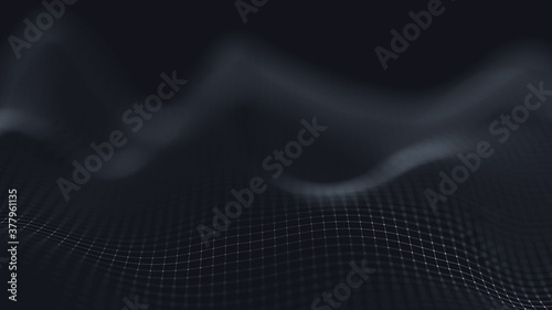 3d abstract digital technology background. Futuristic sci-fi user interface concept with gradient dots and lines. Big data, artificial intelligence, music hud. Blockchain and cryptocurrency.