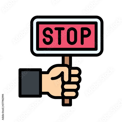 protest related board in public hands with written stop on board vector with editable stroke