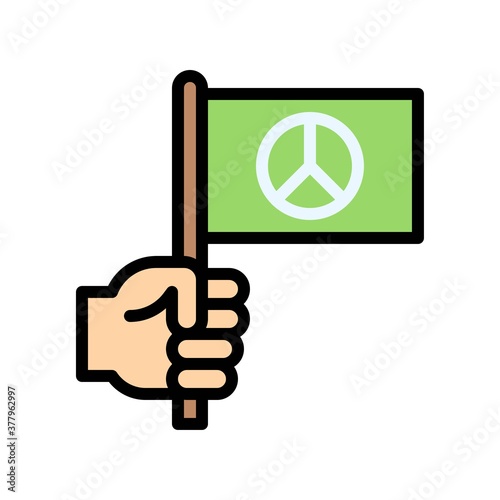 protest related peace or protest sign on flag in hand vector with editable stroke