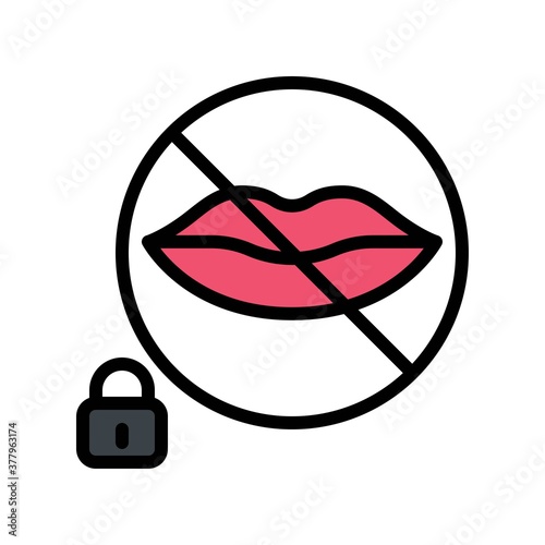 protest related restriction sign on lips with lock vector with editable stroke