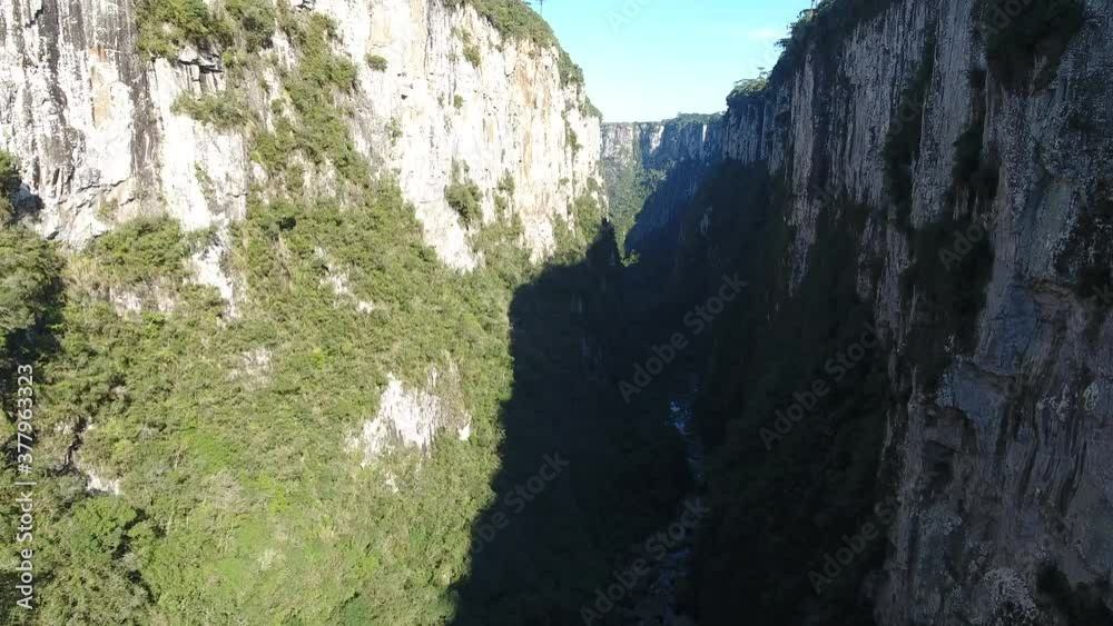 Inside the canyons, aerial scene close de rocks. Itaimbezinho, Brazil.