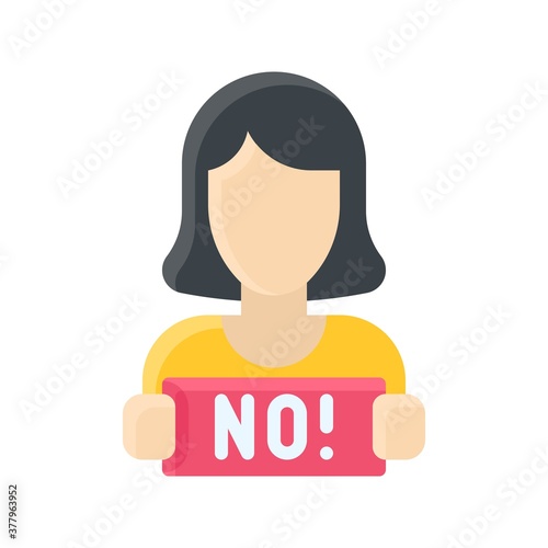 protest related board in girl hand with written text vector in flat style,