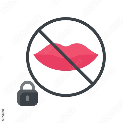 protest related restriction sign on lips with lock vector in flat style,