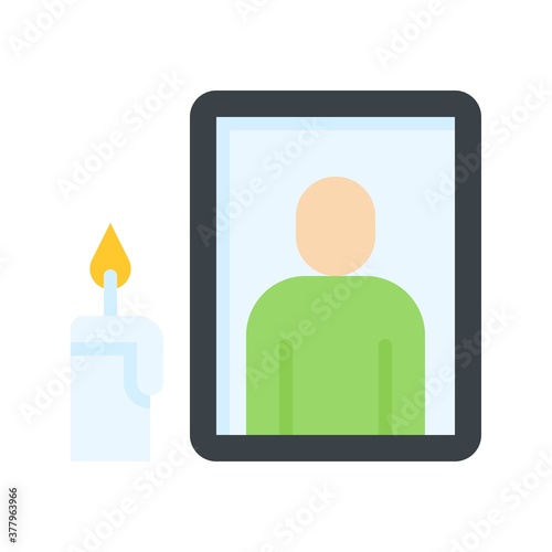 protest related boy dead photo with candle and fire vector in flat style,