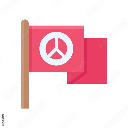 protest related hand hold flag with peace sign and stick vector in flat style,