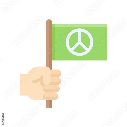protest related peace or protest sign on flag in hand vector in flat style,
