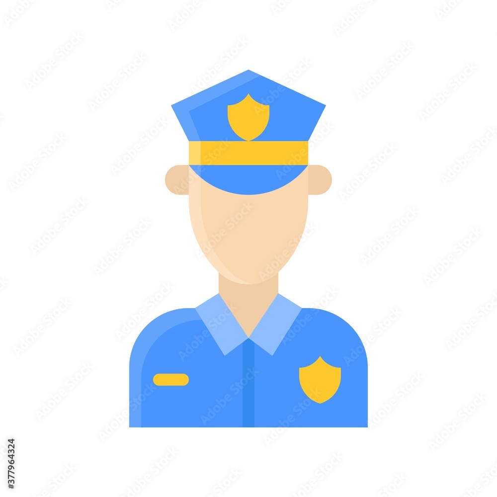 protest related police man with cap and badge vector in flat style, protest related police man with cap and badge vector in flat style,