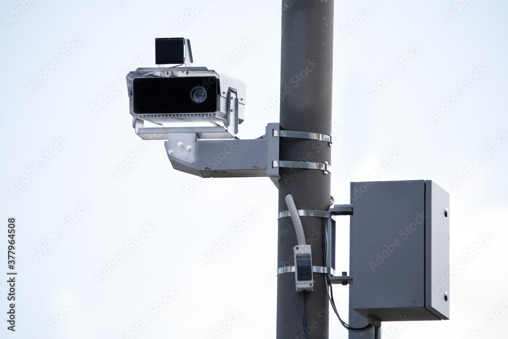 Radar fixing the speed of cars on the road Radar fixing the speed of cars on the road