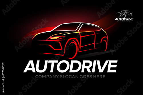 'Auto drive' car logotype - car service and repair, vector set. Car logo. Isolated auto theme logo.