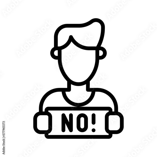protest related board in boy hand with written text vector in lineal style,