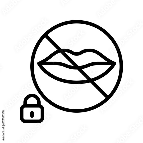 protest related restriction sign on lips with lock vector in lineal style,