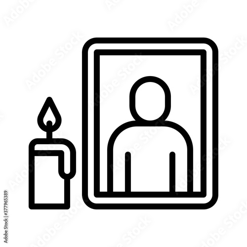 protest related boy dead photo with candle and fire vector in lineal style,