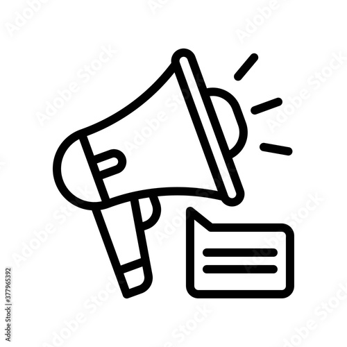 protest related megaphone with message popup vector in lineal style,