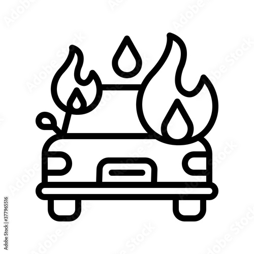 protest related public fire the car with lights vector in lineal style,