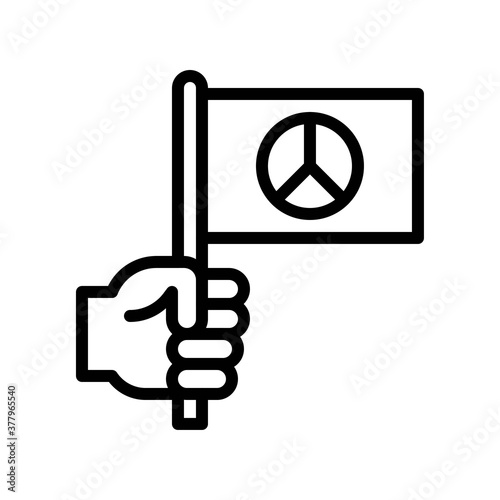 protest related peace or protest sign on flag in hand vector in lineal style,