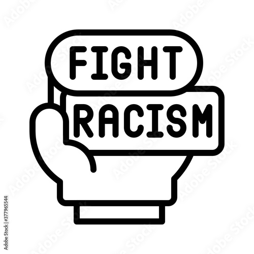 protest related fighting gloves with written text vector in lineal style,