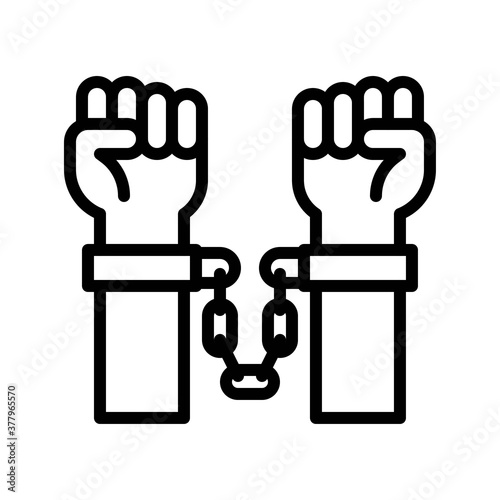protest related police handcuffs on Criminal hands vector in lineal style,