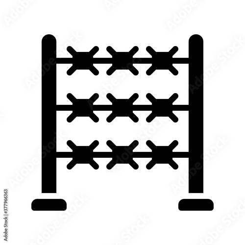 protest related police barbed wires with stand vector in solid design,