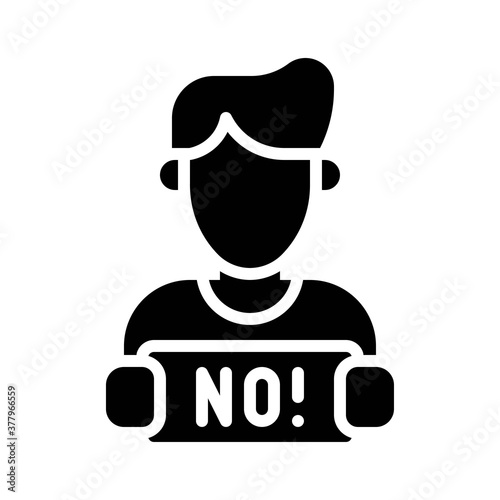 protest related board in boy hand with written text vector in solid design,