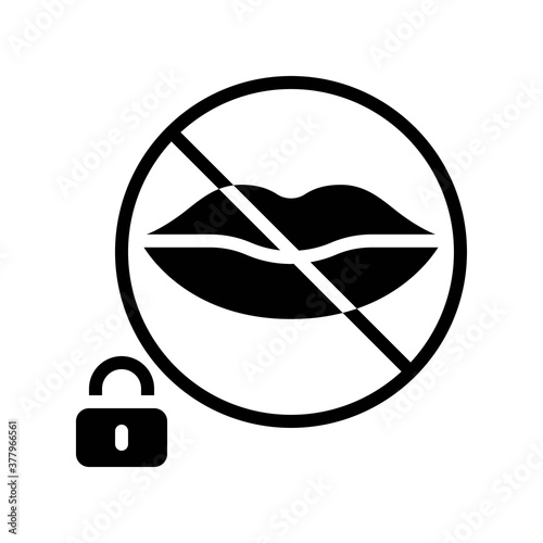 protest related restriction sign on lips with lock vector in solid design,