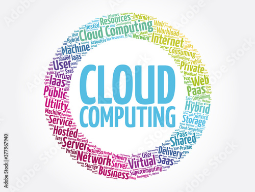 Cloud Computing word cloud collage, technology concept background