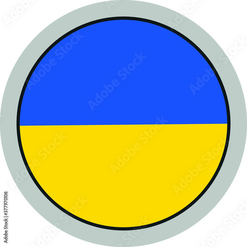 Ukraine national flag round badge isolated background photo