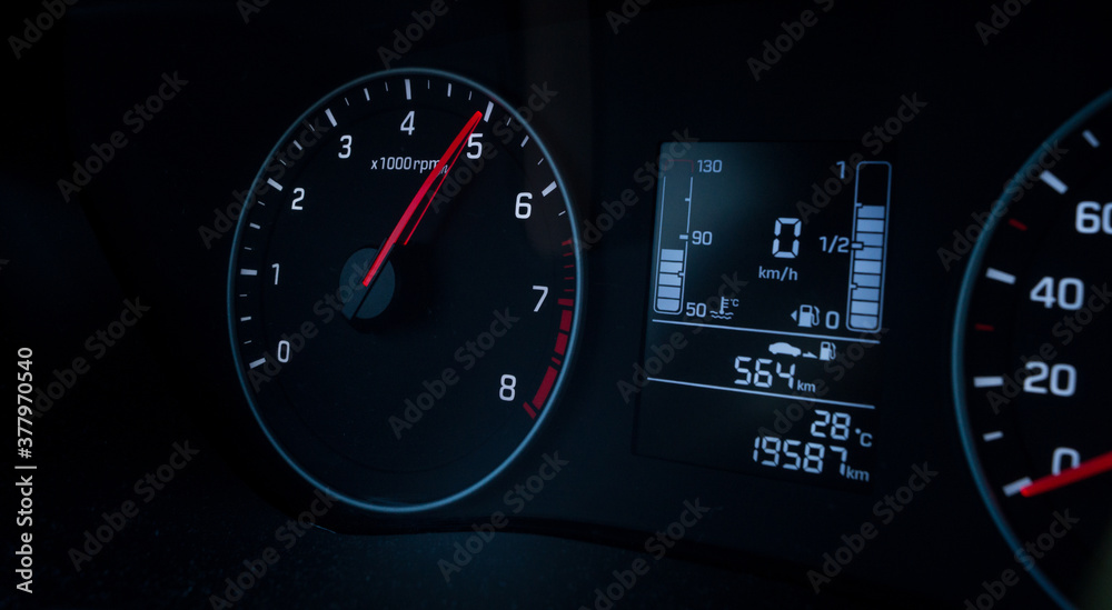 Car dashboard with speedometer Car dashboard with speedometer