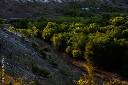 Beautiful landscape in village Rogojeni in Moldova  Europe. Autumn nature. The natural landscape of limestone rock  eroded by the river.