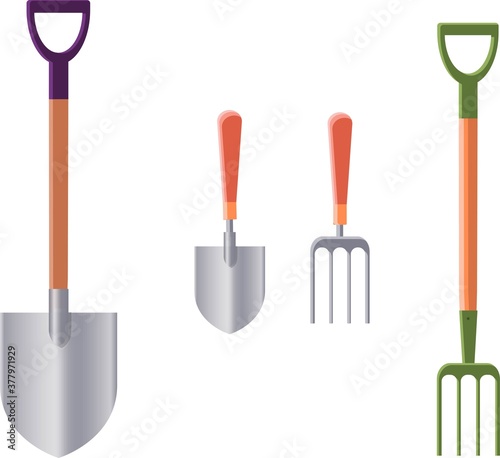 fork and spade for gardening, garden tools vector illustration