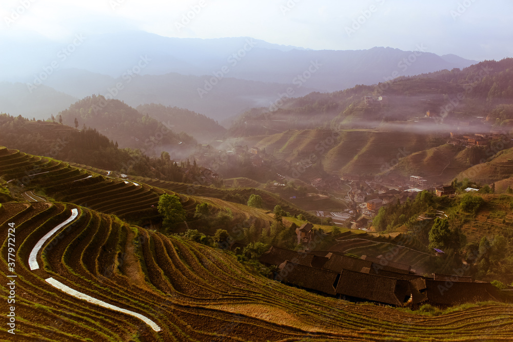 mist over the mountains, Long Ji Rice Terraces, China