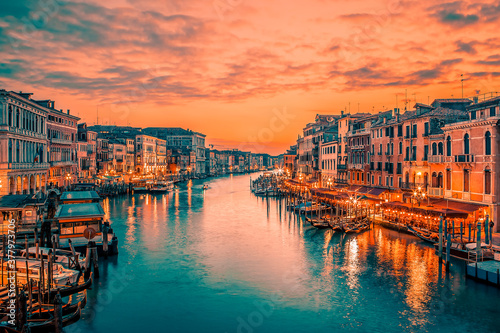 Famous grand canal from Rialto Bridge