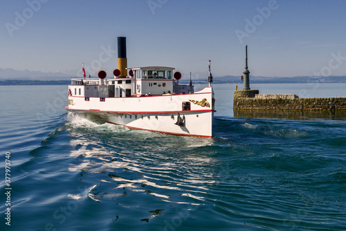 a steamboat in Neuchatel, switzerland photo