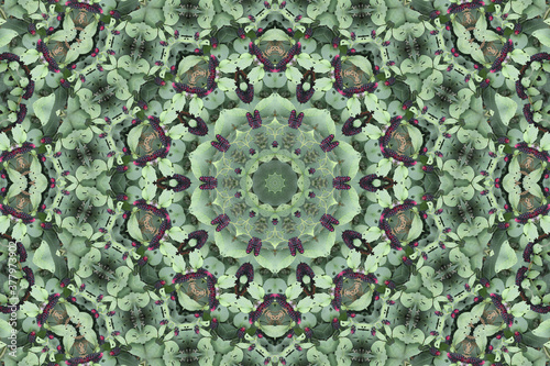 Round chaki and mint Green Mandala. Esoteric mystic background. Anahata Chakta Healing