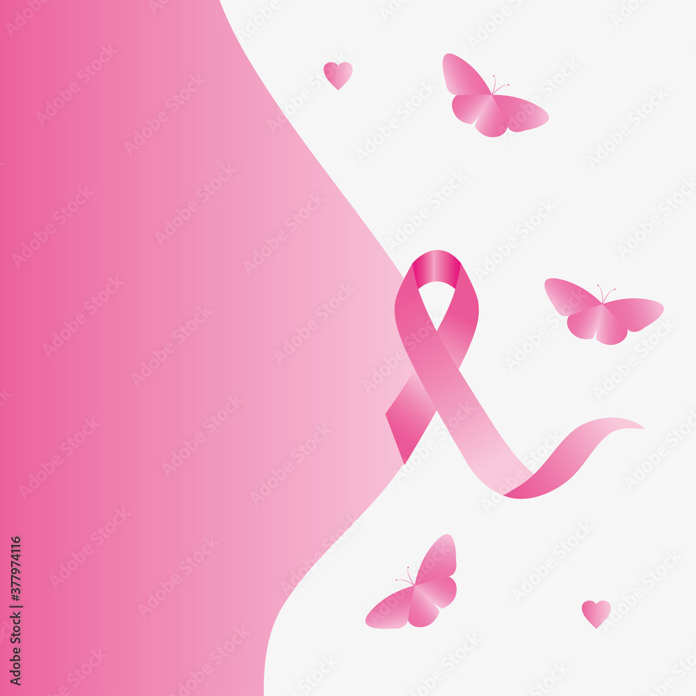 breast cancer awareness design with butterflies and ribbon breast cancer awareness design with butterflies and ribbon