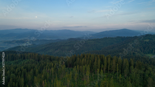 Fototapeta Naklejka Na Ścianę i Meble -  Sunrise mountain beautiful view. fog in the mountains