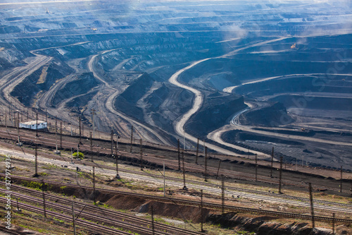 Open pit extraction of coal in quarry 