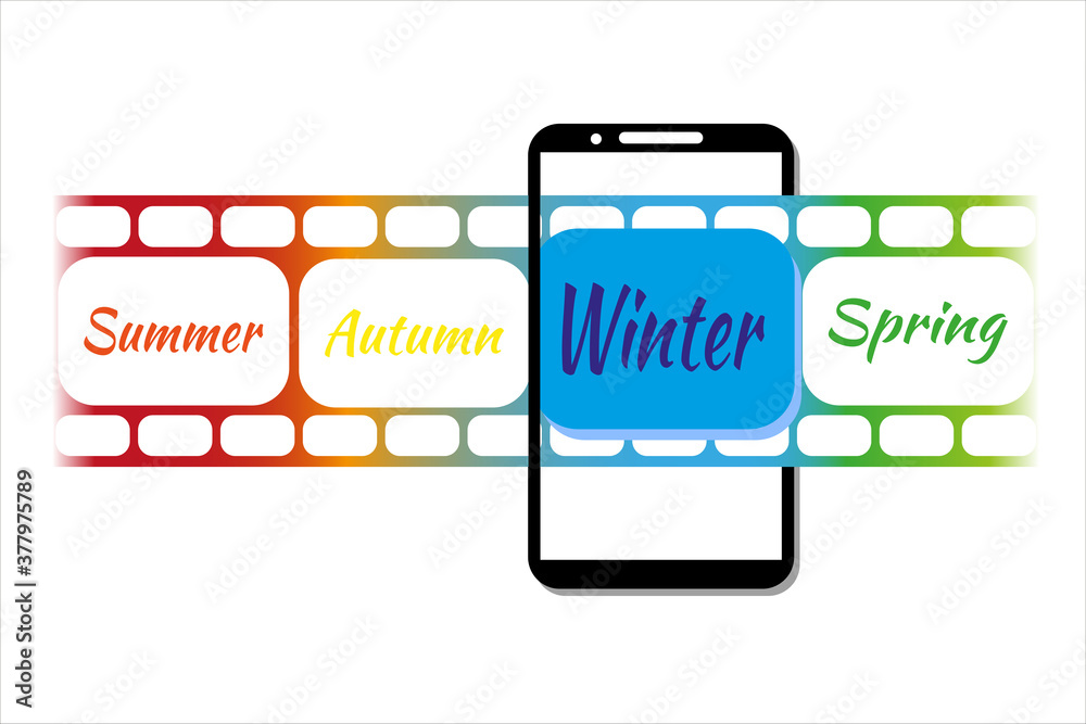 Vector illustration of film for photos with text - autumn, winter ...